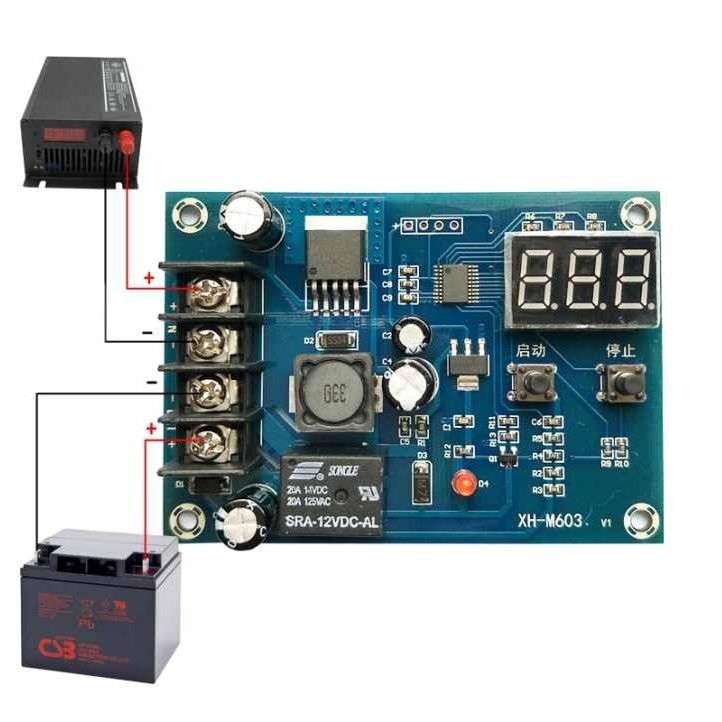 XH-M603 HW-632 модуль контроля зарядки аккумулятора 12-24 В картинка №2