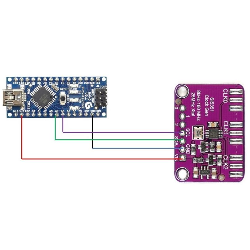 Генератор тактовых сигналов на чипе Si5351/MS5351 с тремя выходами для Arduino картинка №2