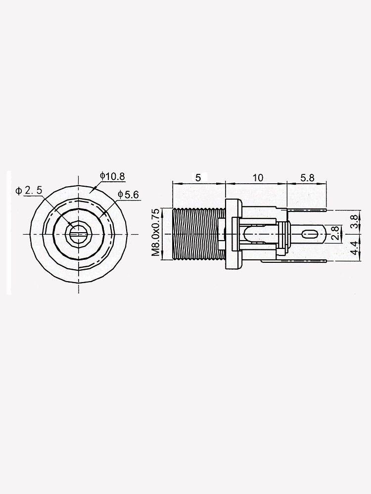 Разъем питания гнездо DC025M 5.5 x 2.5 12VDC/6A под пайку картинка №2