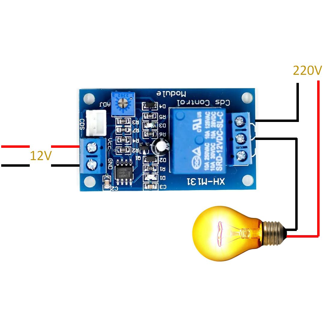 Модуль реле 12В с датчиком света XH-M131 для Arduino картинка №2