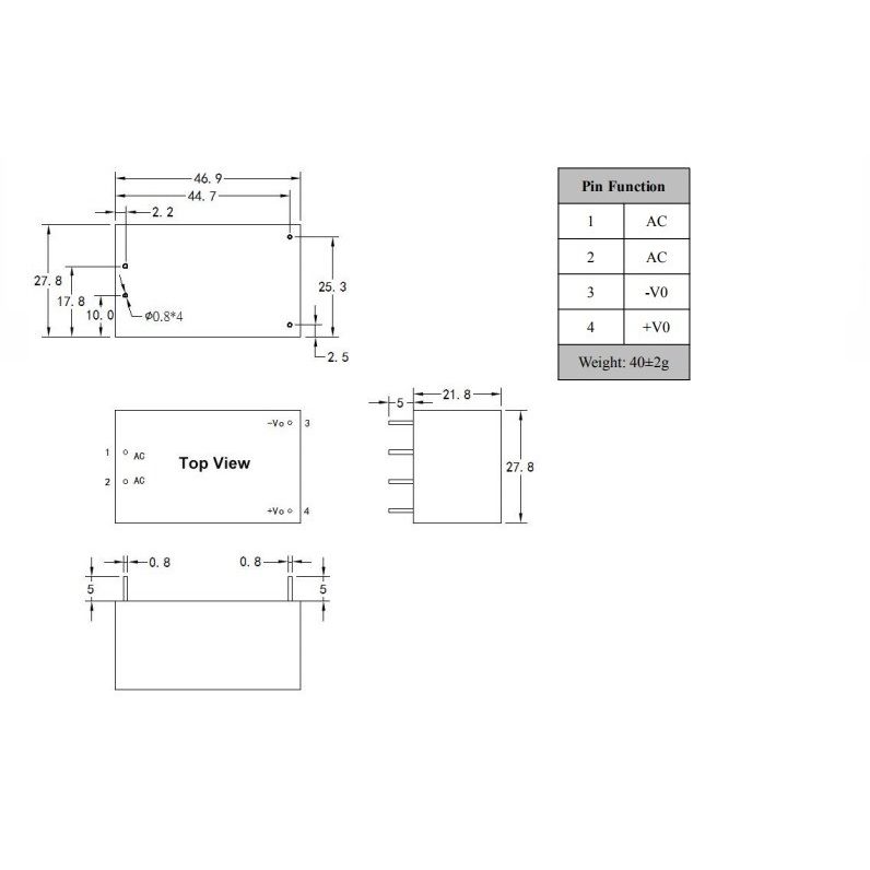 Модуль питания AC-DC, вход AC 220В, выход DC 5В, 10Вт HLK-10M05 картинка №2