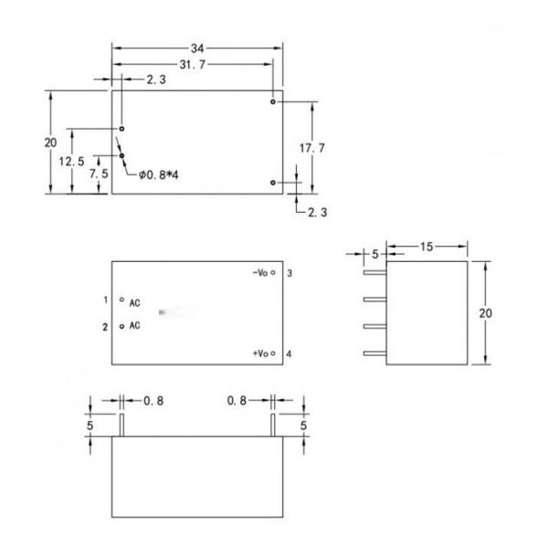 Модуль питания AC-DC, вход AC 220В, выход DC 24В, 3Вт HLK-PM24 картинка №2
