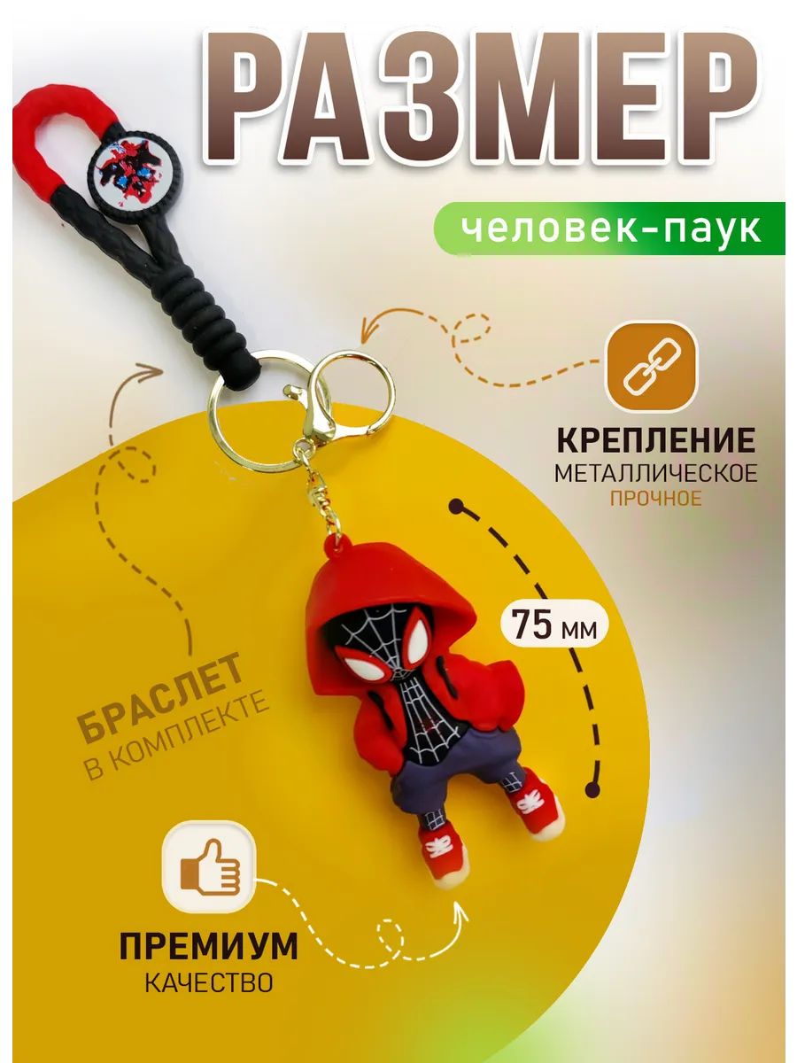 Брелок Спайдермен для ключей сумки, телефона красный картинка №2