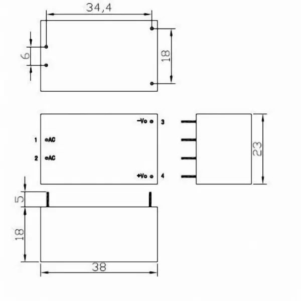Модуль питания AC-DC, вход AC 220В, выход DC 12В, 3Вт HLK-PM12 картинка №2