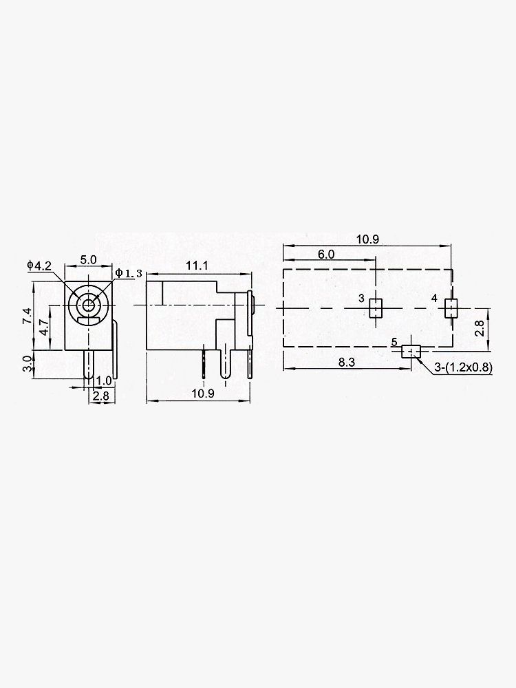 Разъем питания гнездо DC002 3.5 x 1.3 12VDC/1A под пайку картинка №2