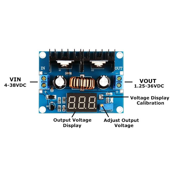 Понижающий DC-DC преобразователь XL4016E1 XH-M404 с вольтметром картинка №2