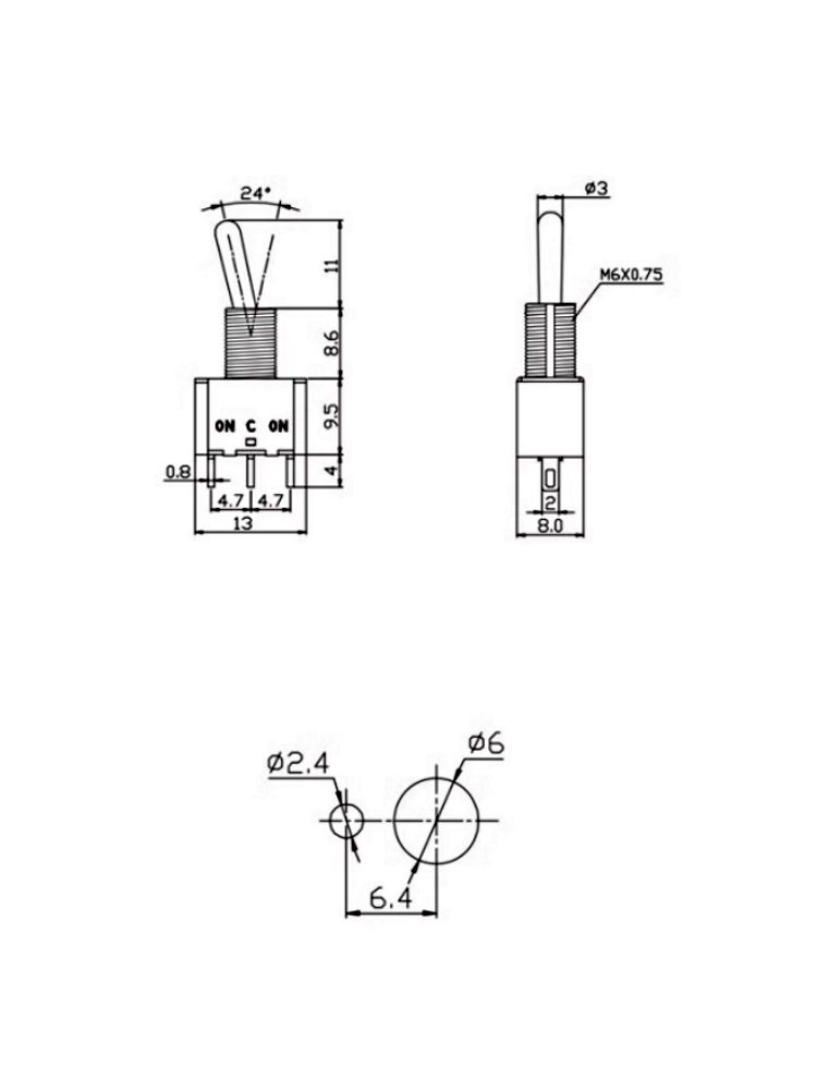 MTS-102, Тумблер / Переключатель, 250В / 3А, ON-ON картинка №2
