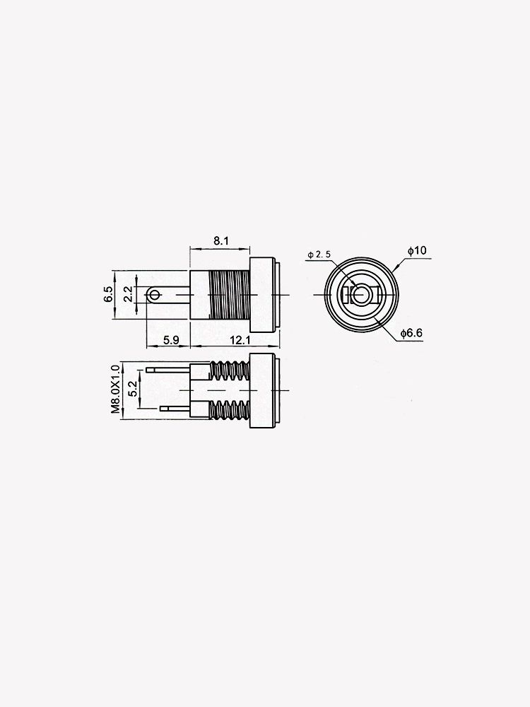 Разъем питания гнездо DC022B 5.5 x 2.5 12VDC/6A под пайку картинка №2